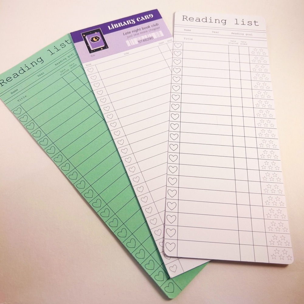 Reading Lists in Green White and purple